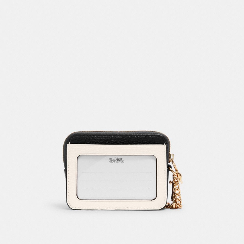 Coach Zip Card Case In Colorblock Gold Chalk Multi