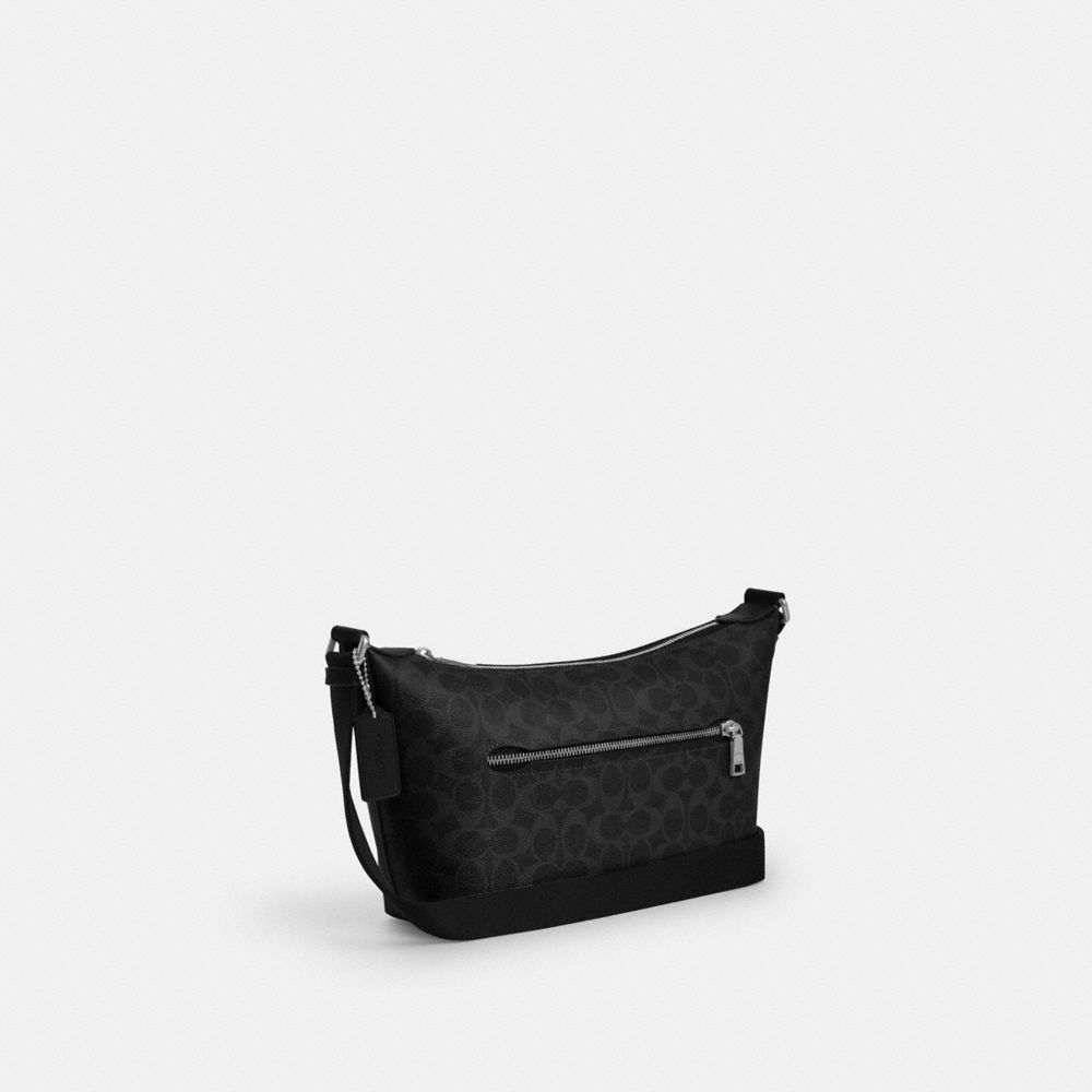 Coach Small Finn Crossbody Bag With Pouch In Signature Canvas Silver Black Signature