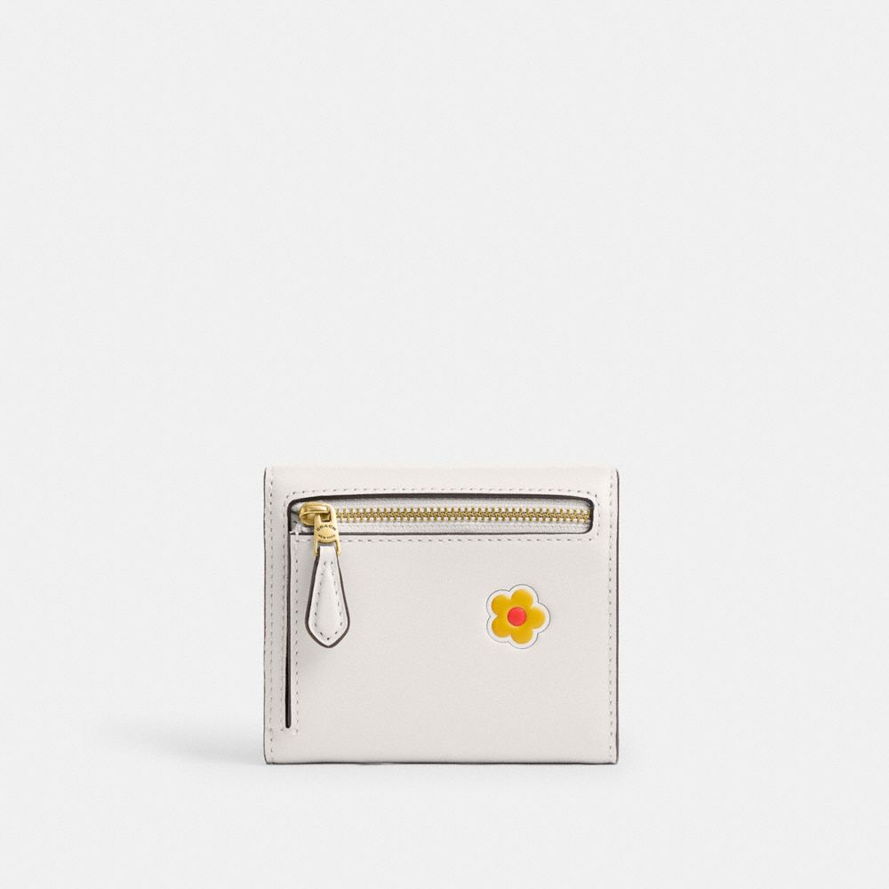 Coach Mila Small Flap Wallet With Sticker Print Brass Chalk Multi