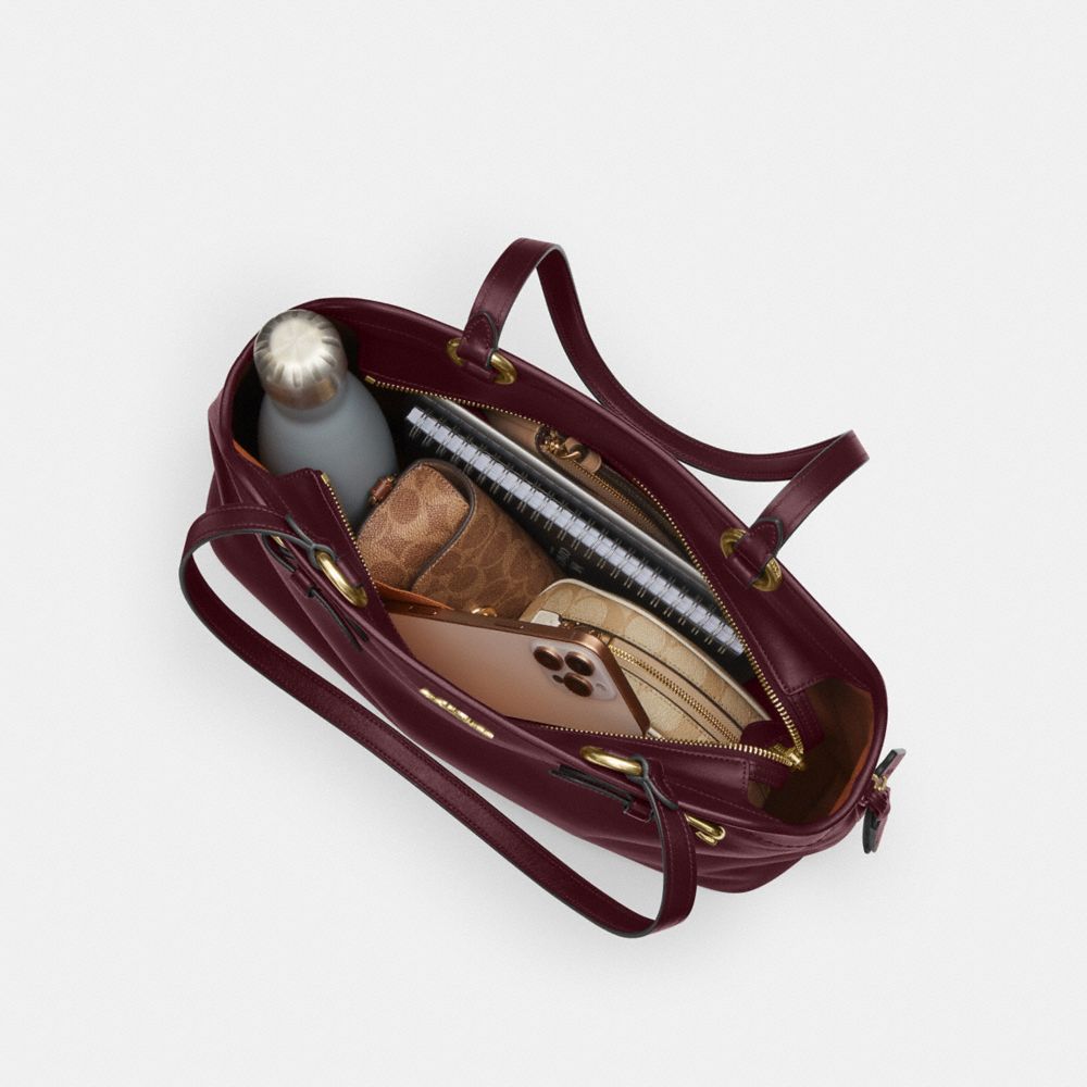 Coach Easton Tote Bag Gold Dark Wine