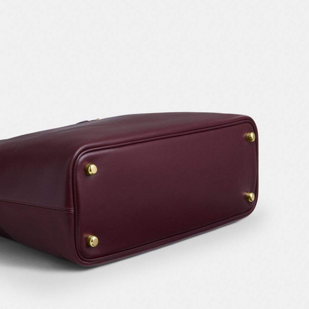 Coach Easton Tote Bag Gold Dark Wine
