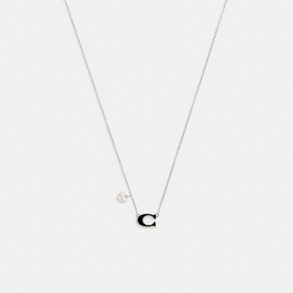 Enamel Signature Heart Charm Pendant Necklace