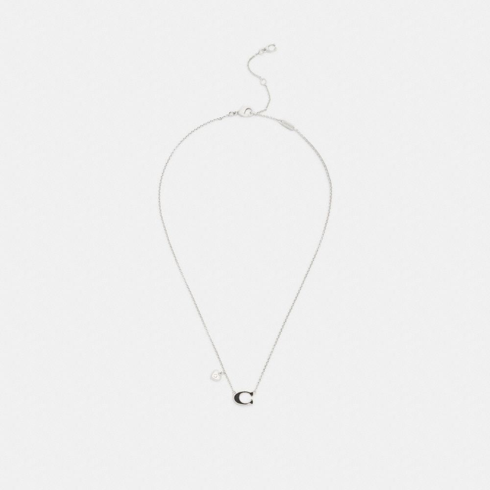 Enamel Signature Heart Charm Pendant Necklace