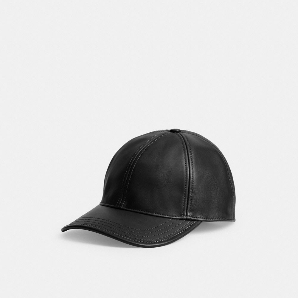 Coach Leather Baseball Hat Black