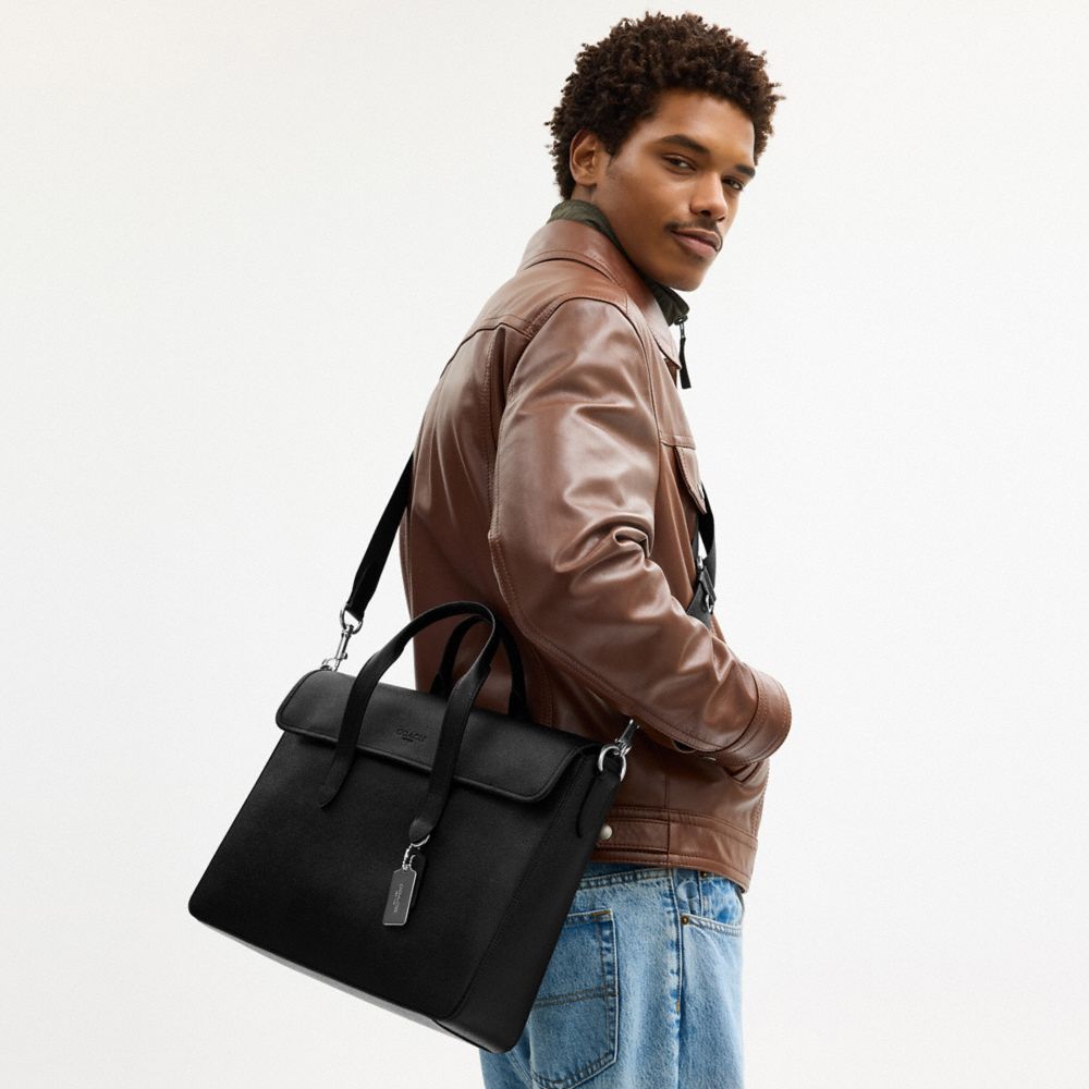 Coach Sullivan Portfolio Brief Silver Black