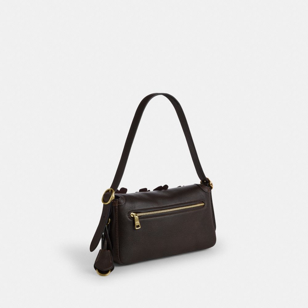 Coach Etta Small Flap Shoulder Bag With Floral Applique Gold Maple