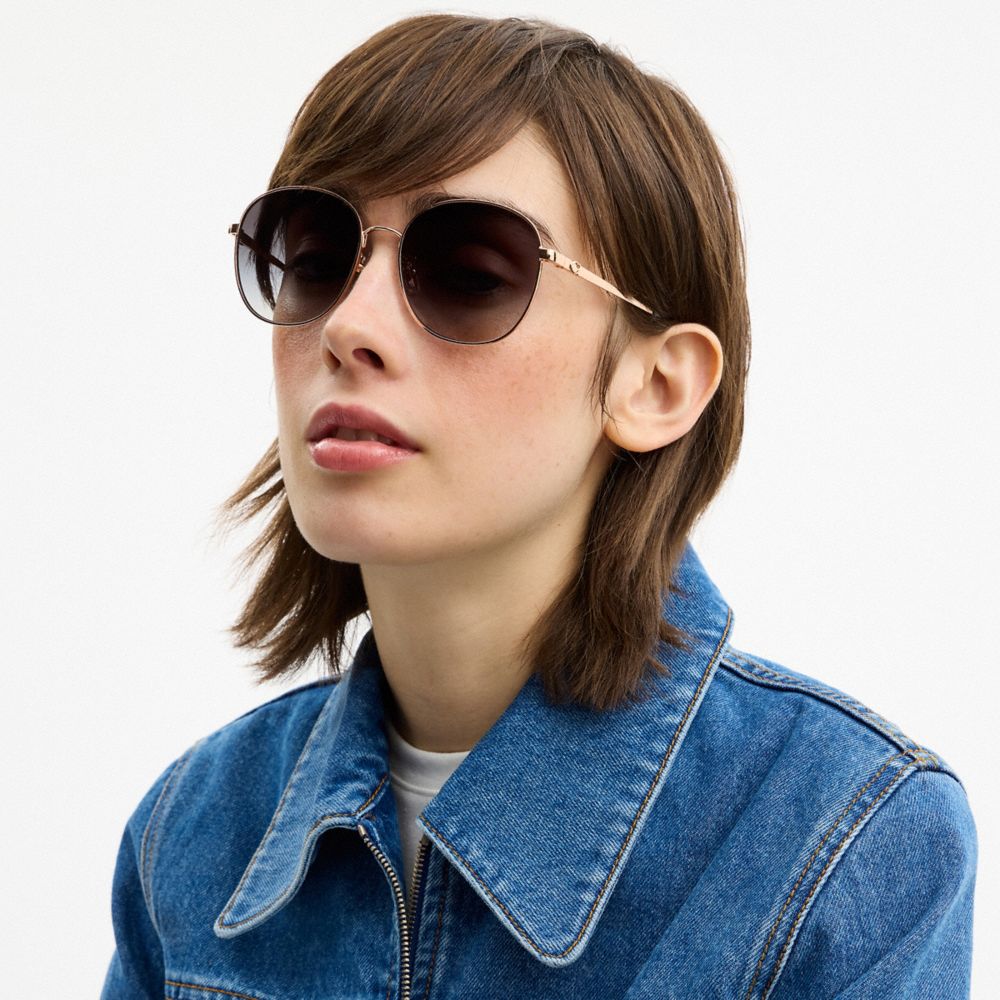 C Hardware Metal Round Sunglasses