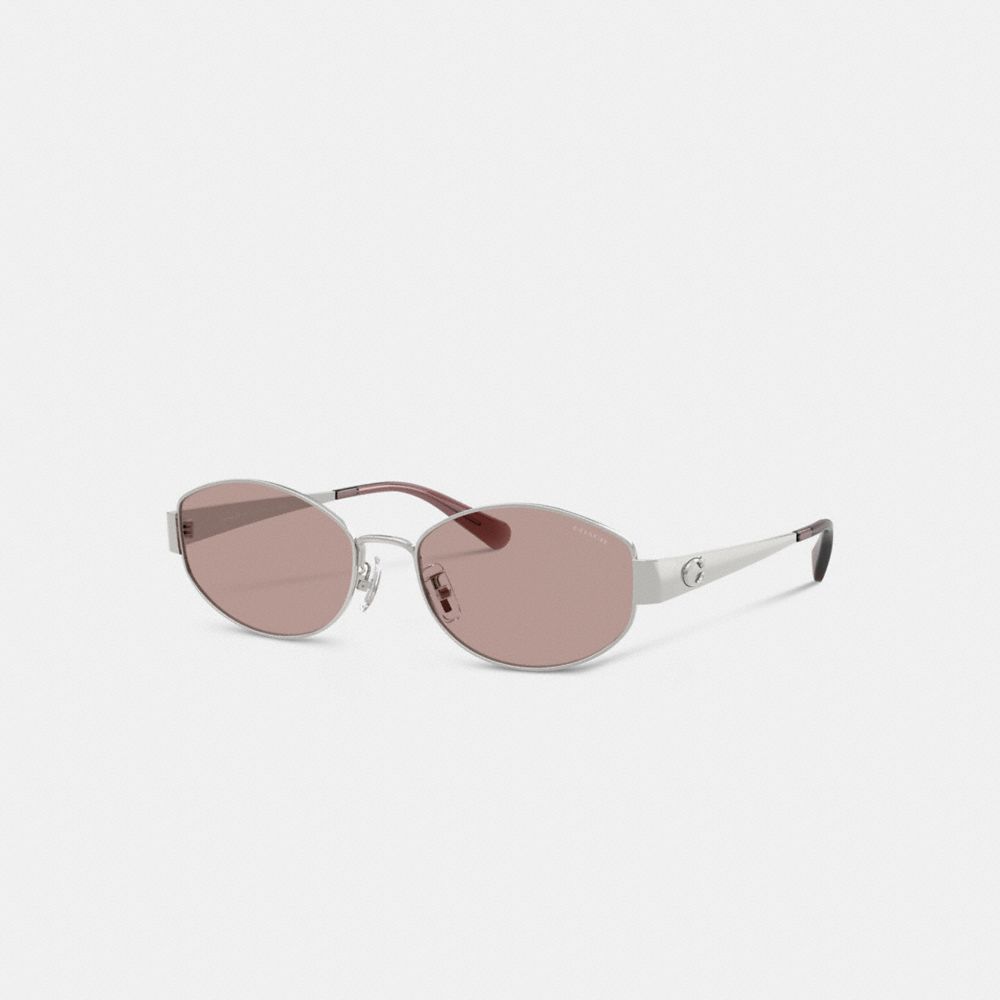 C Hardware Metal Narrow Oval Sunglasses