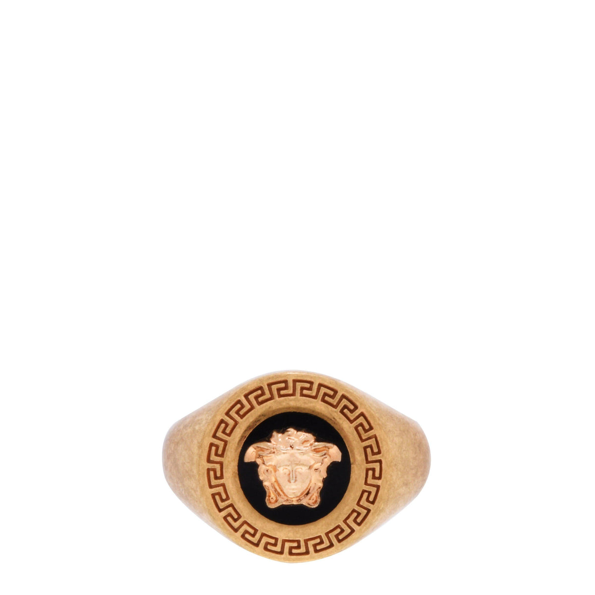 Round Medusa Signet Gold Ring