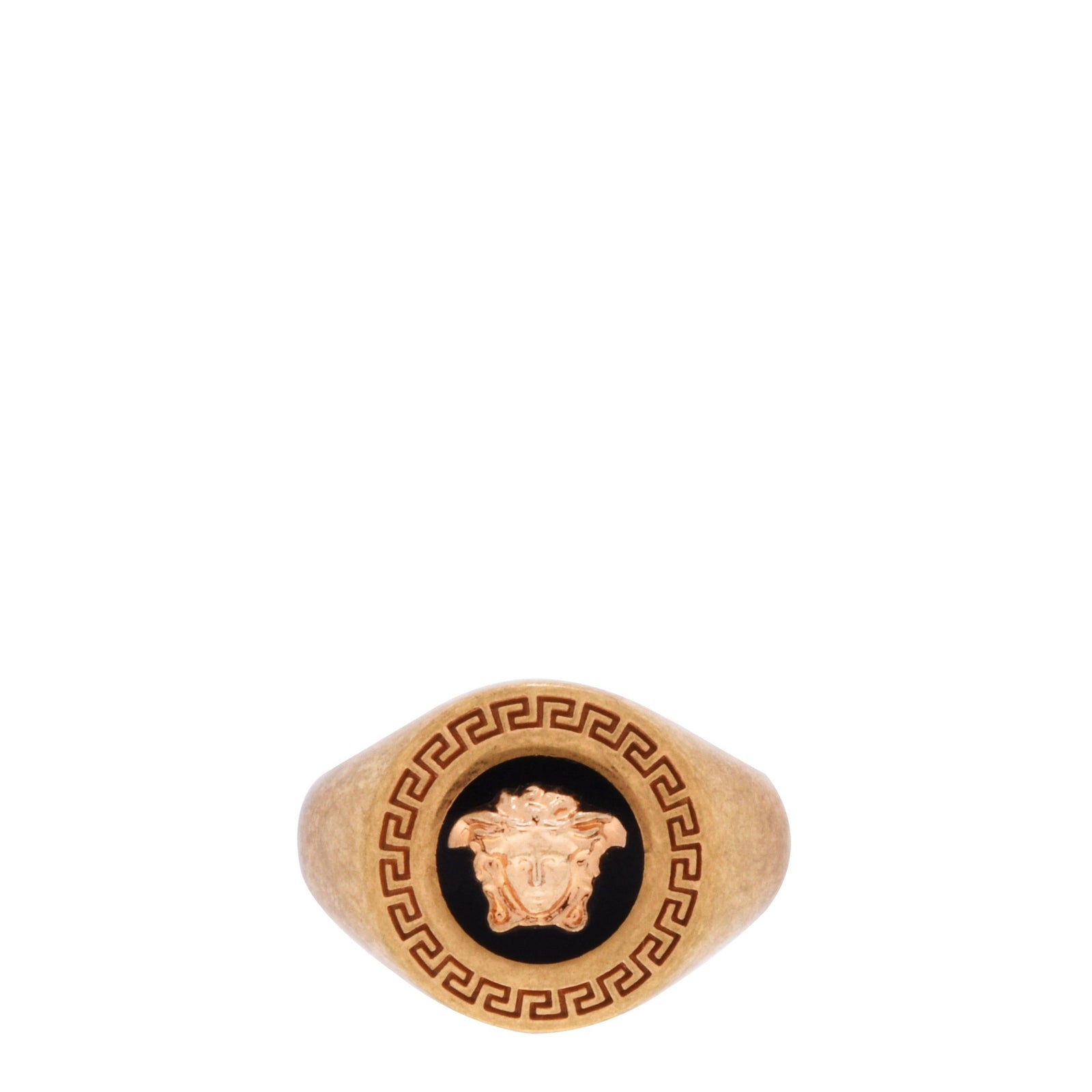 Round Medusa Signet Gold Ring
