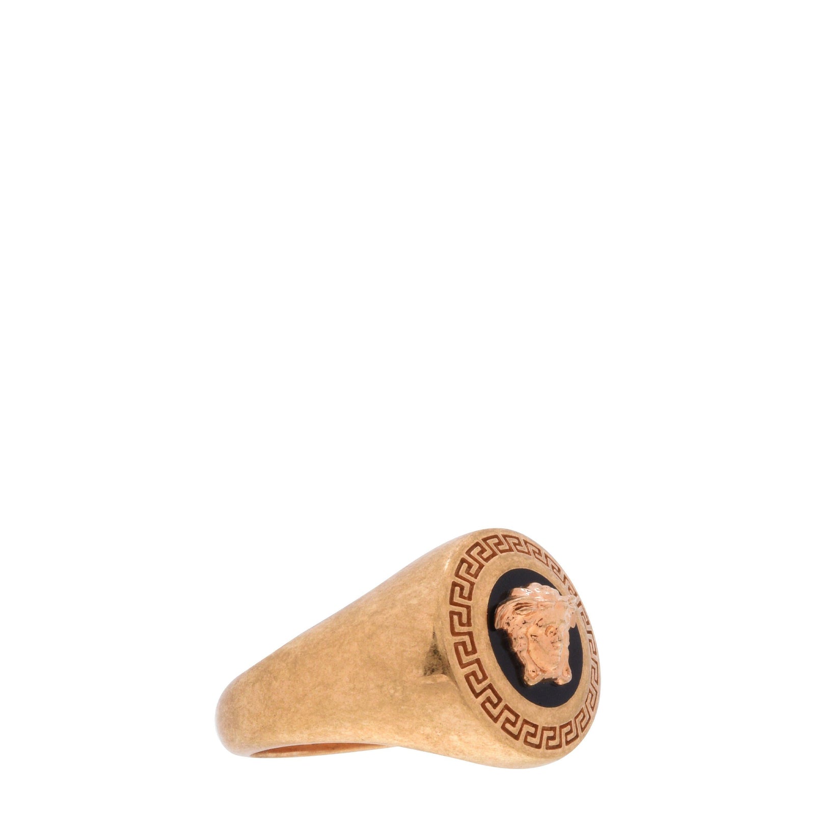 Round Medusa Signet Gold Ring