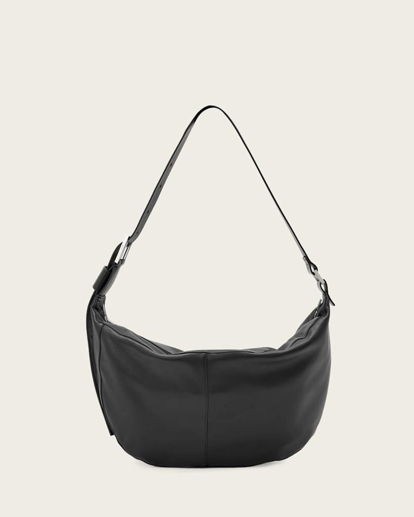 AllSaints Luna Slouchy Leather Shoulder Bag Women's Black/Silver Women's