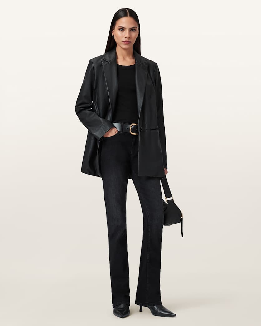 AllSaints Haldan Slim Bootcut Denim Jeans Women's Washed Black Women's