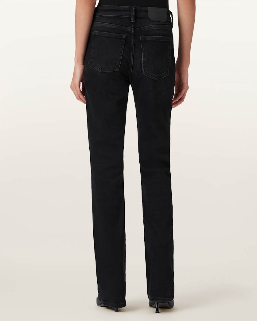 AllSaints Haldan Slim Bootcut Denim Jeans Women's Washed Black Women's