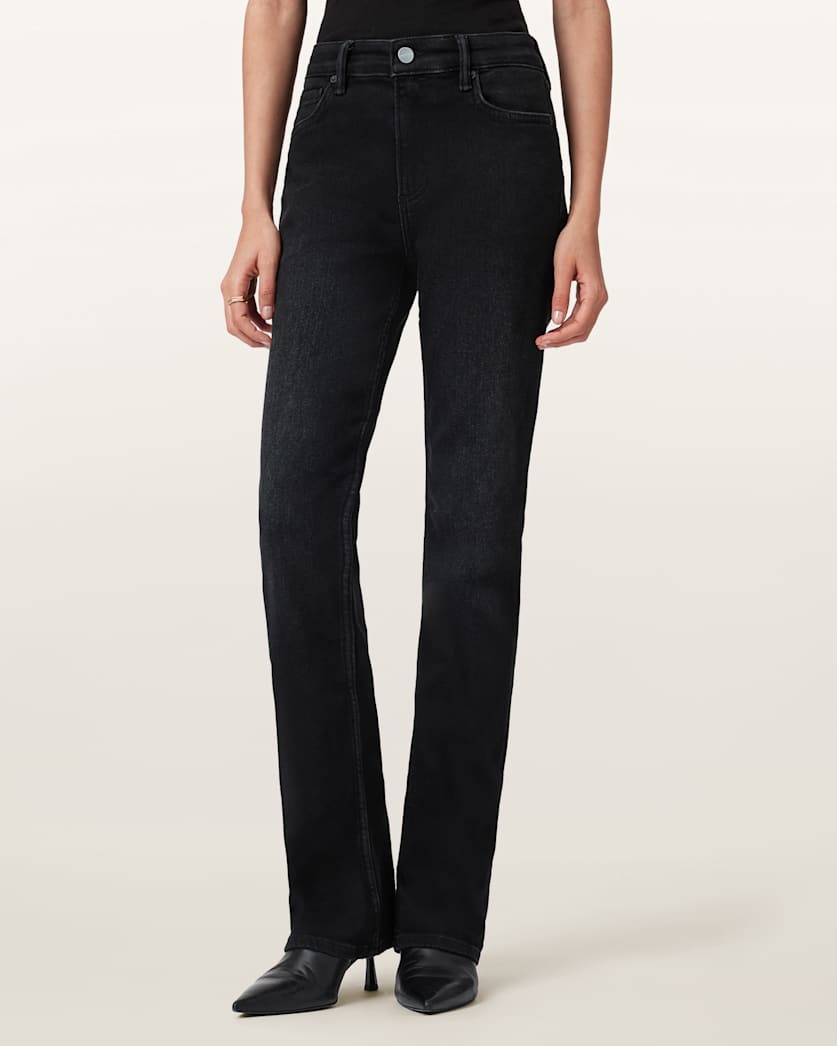 AllSaints Haldan Slim Bootcut Denim Jeans Women's Washed Black Women's