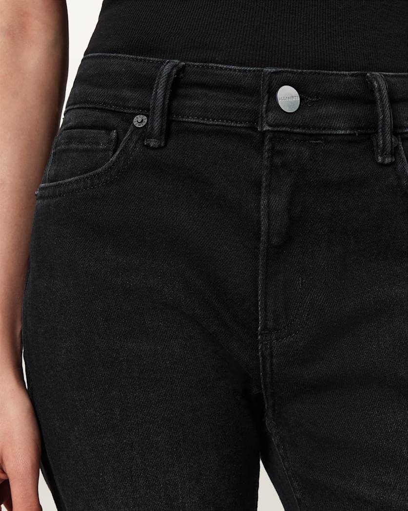 AllSaints Haldan Slim Bootcut Denim Jeans Women's Washed Black Women's
