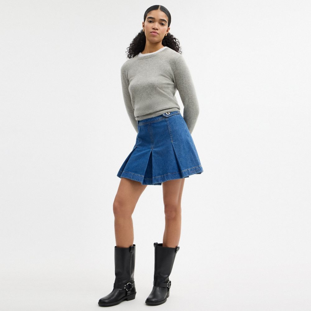 Denim Pleated Skirt