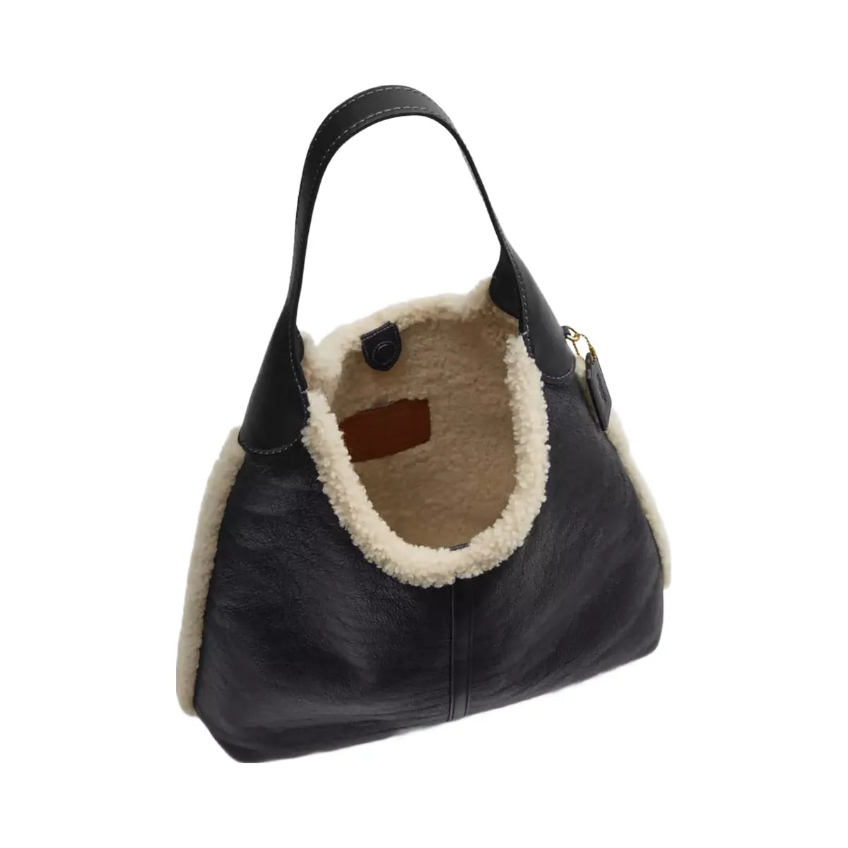 Coach Brooklyn Shoulder Bag 39 In Shearling in Brass Black Natural