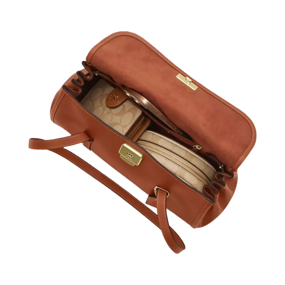 Coach Bridget Flap Shoulder Bag in Gold Tan