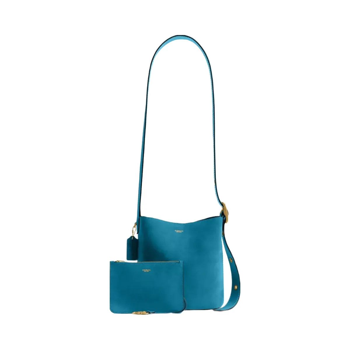 Coach Bleecker Bucket Bag 21 in Dark Brass Sea Blue