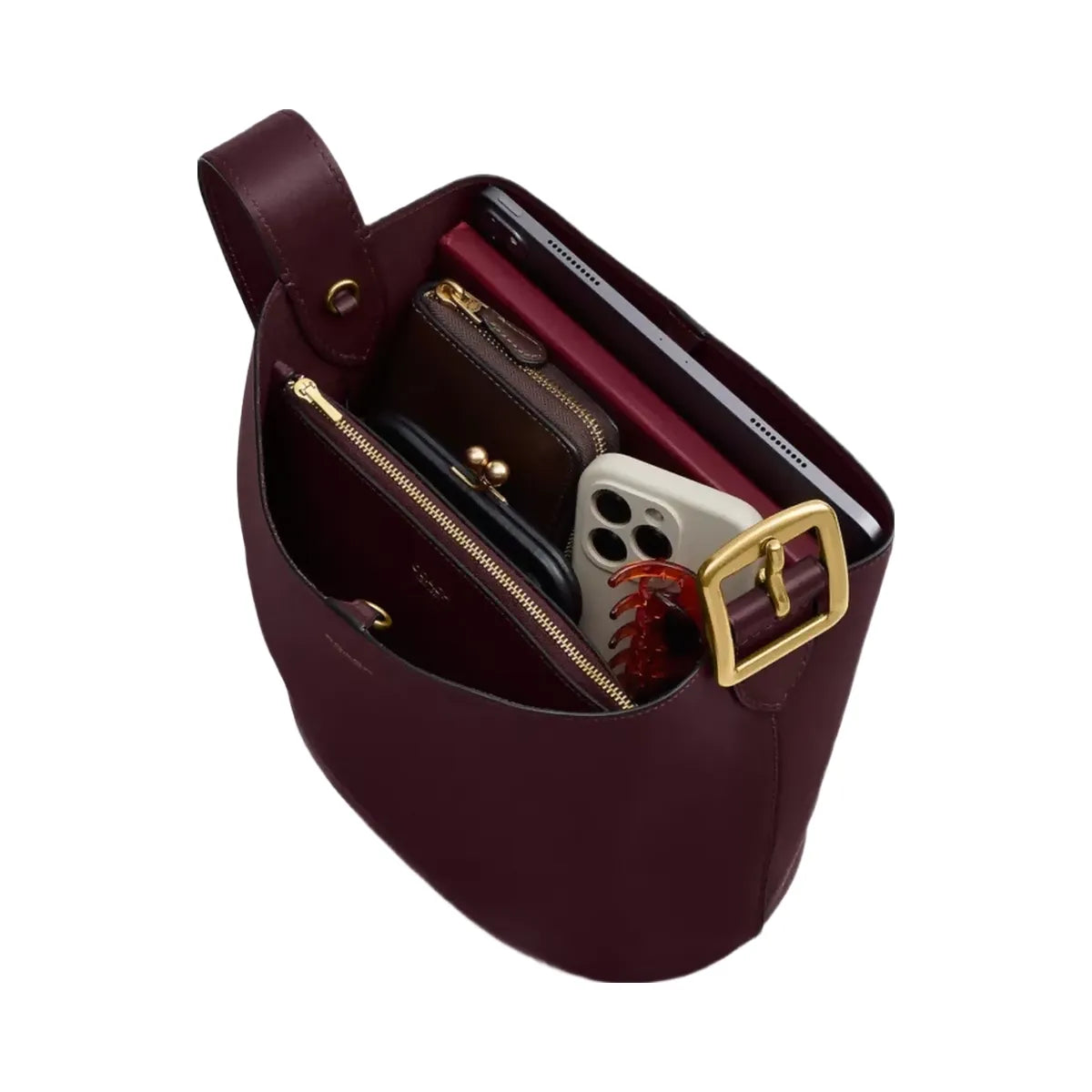 Coach Bleecker Bucket Bag in Brass Merlot