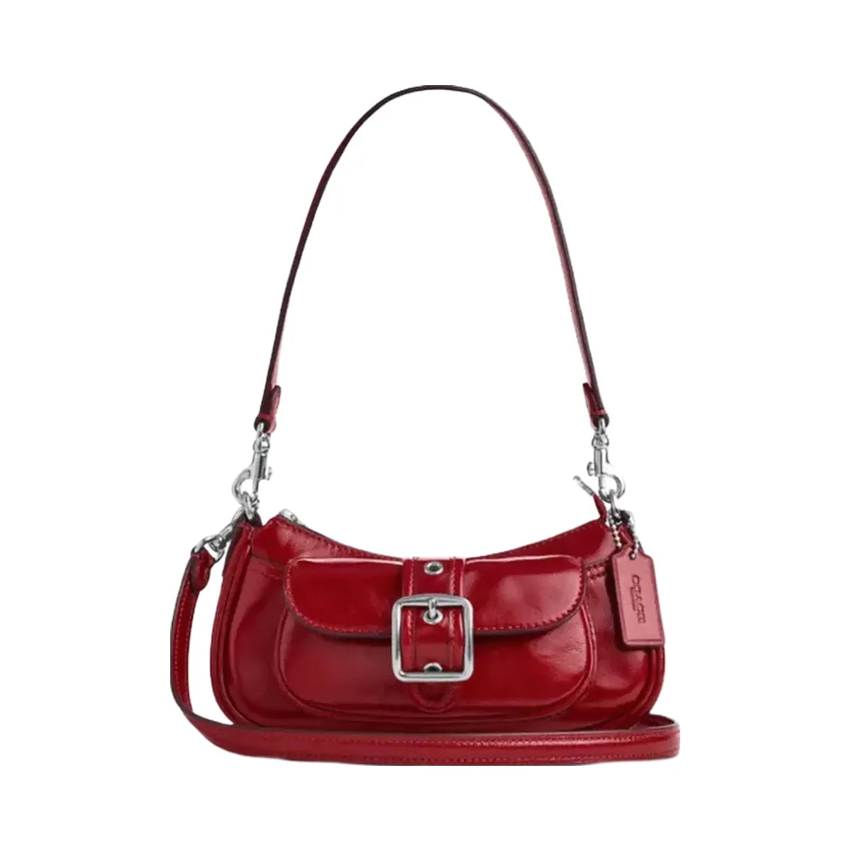 Coach Ashton Mini Shoulder Bag in Silver Dark Cardinal