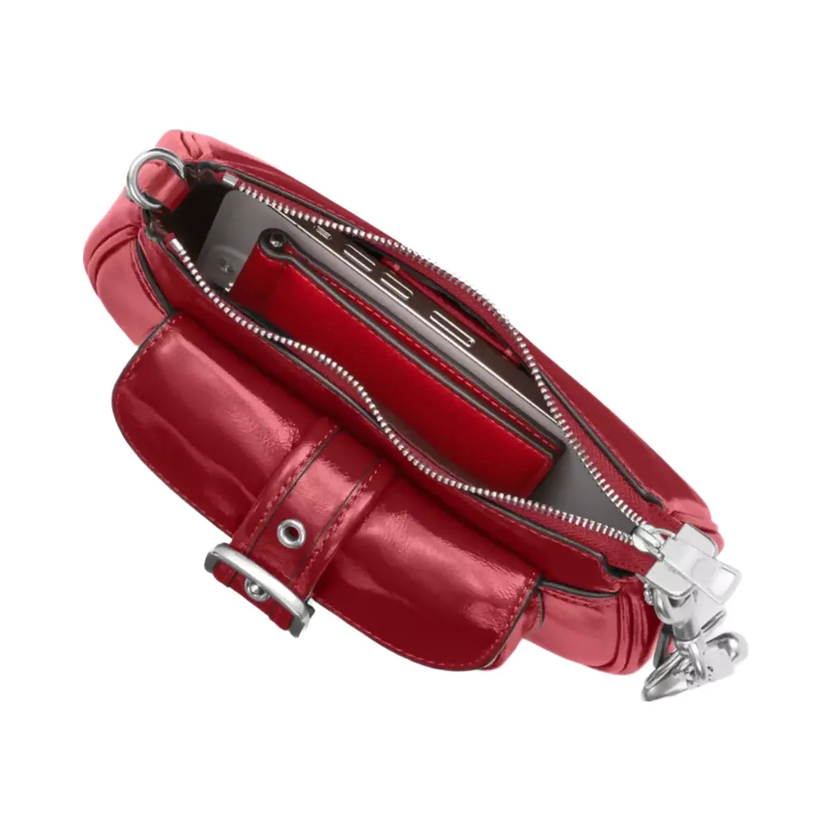 Coach Ashton Mini Shoulder Bag in Silver Dark Cardinal