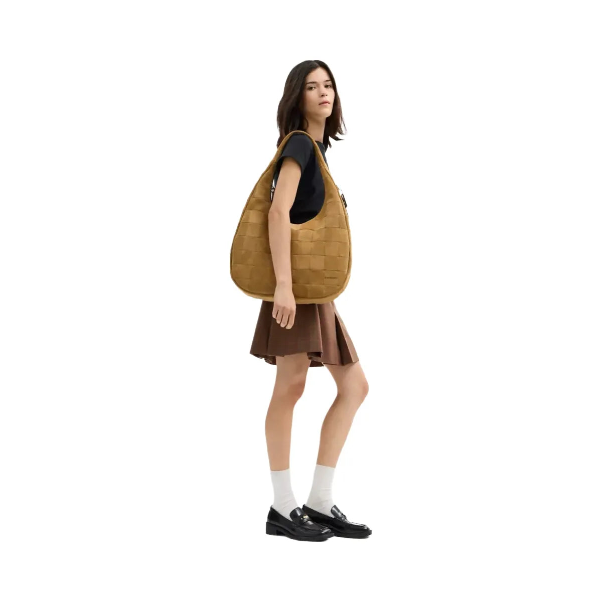 Coach Alter/Ego Large Crescent Shoulder Bag In Upcrafted Suede in Sand Suede