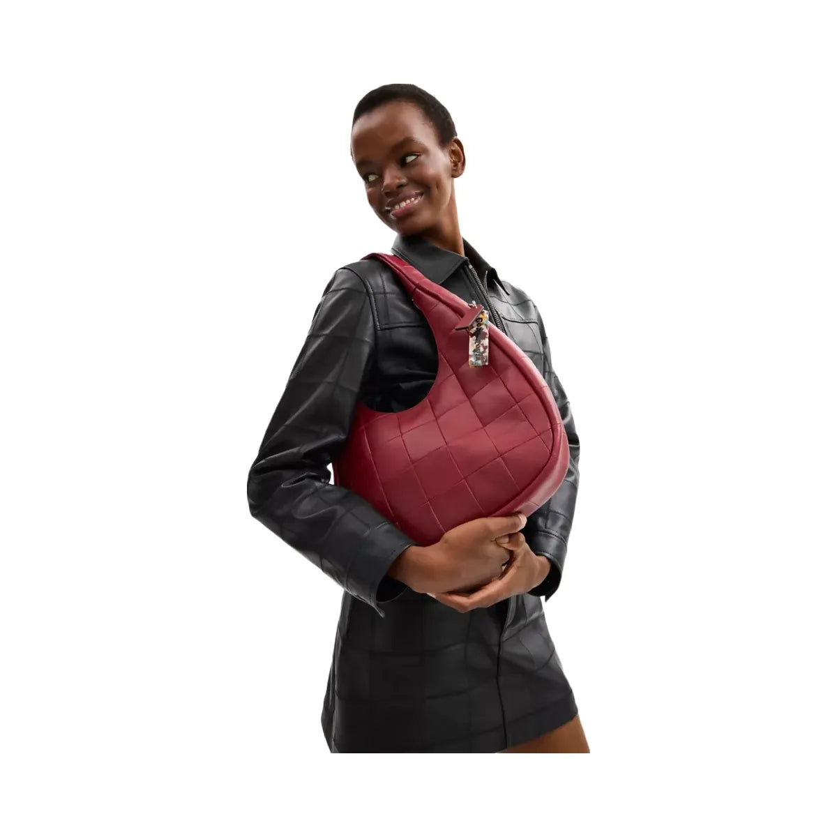 Coach Alter/Ego Crescent Shoulder Bag In Upcrafted Leather in Dark Ruby