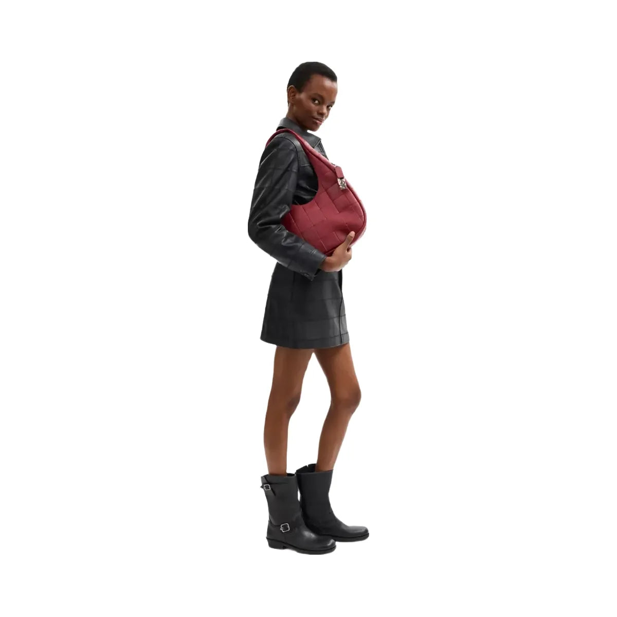 Coach Alter/Ego Crescent Shoulder Bag In Upcrafted Leather in Dark Ruby