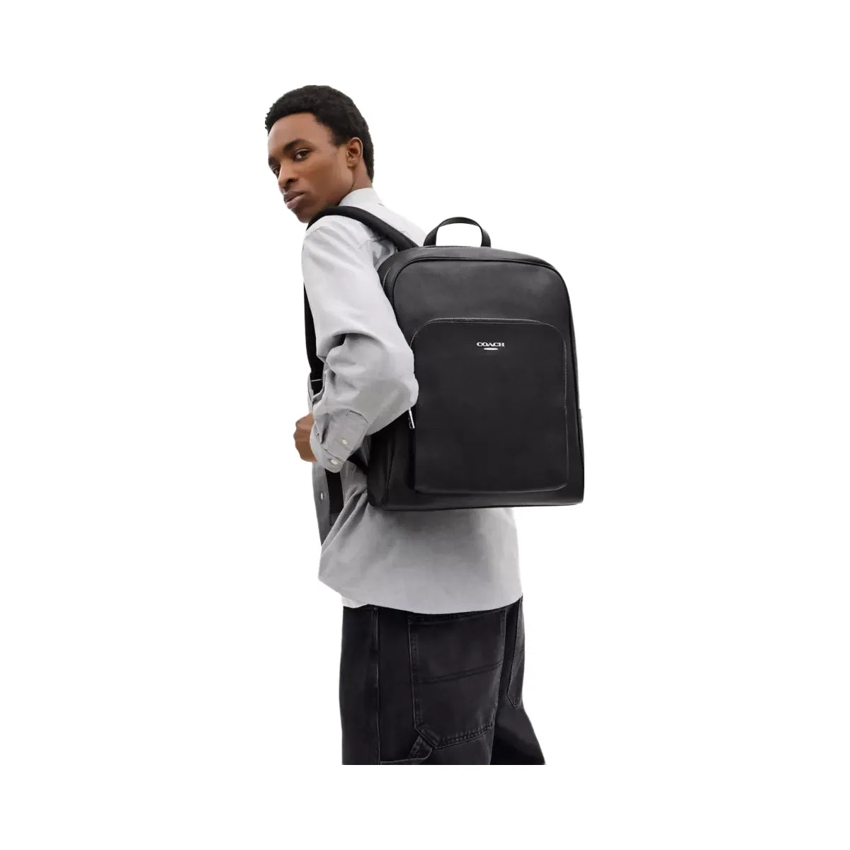 Coach Aiden Backpack in Silver Black
