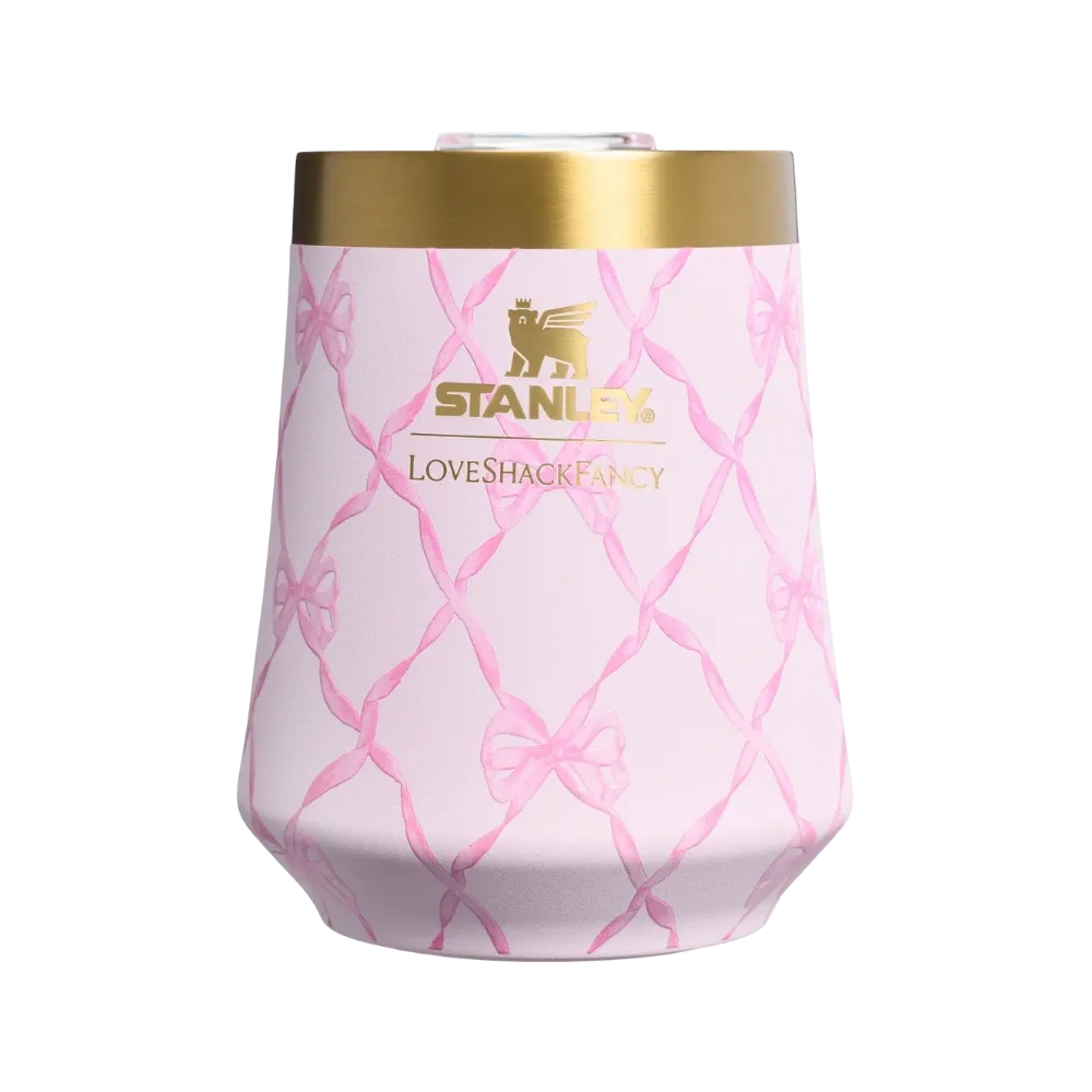 Stanley 1913 x LoveShackFancy Holiday Reserve All Day Wine Set (34OZ) Baby Bow Pink Peppermint