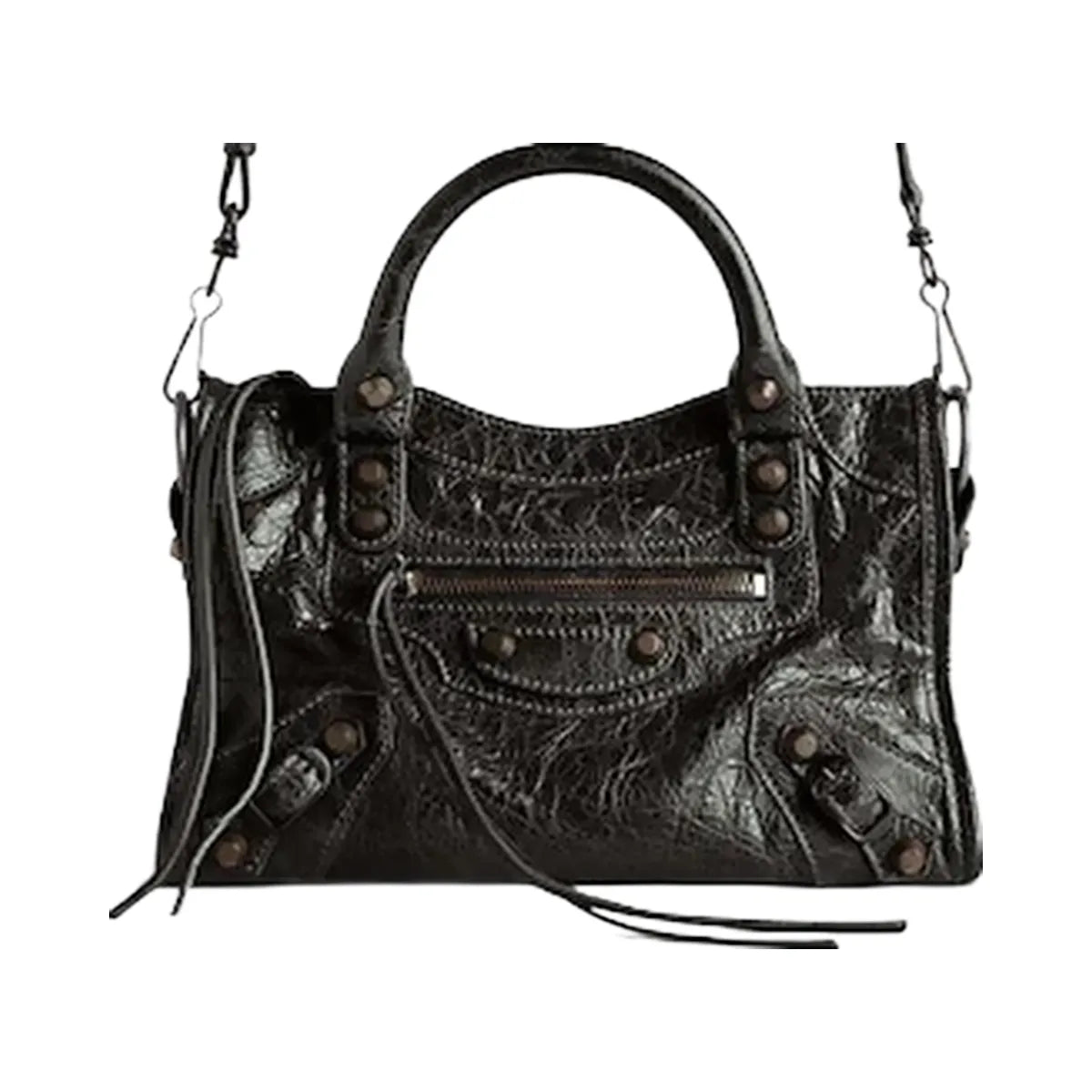 Balenciaga Le City Mini Bag In Black Arena Storico Lambskin Brass Hardware Black