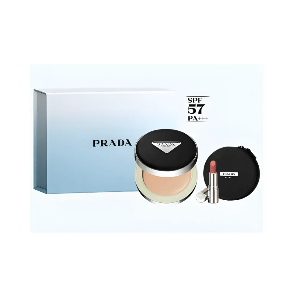 Prada 2026 New Year Limited Edition Nylon Cushion Foundation Clean Blue Makeup Gift Set