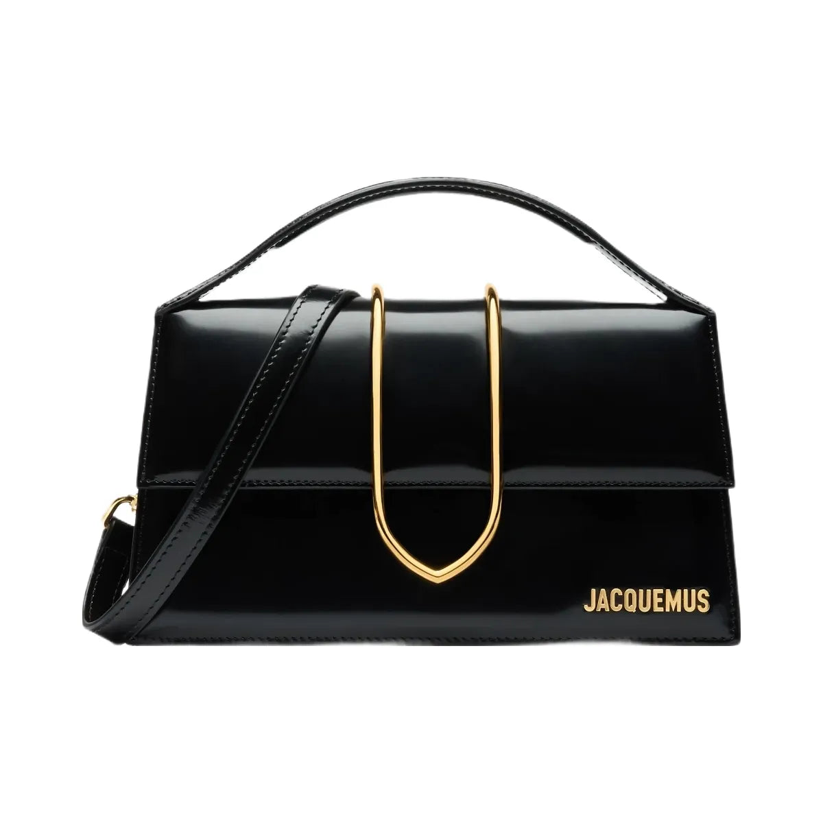 Jacquemus The Large Bambino Cross-Body Metal Flap Bag Black