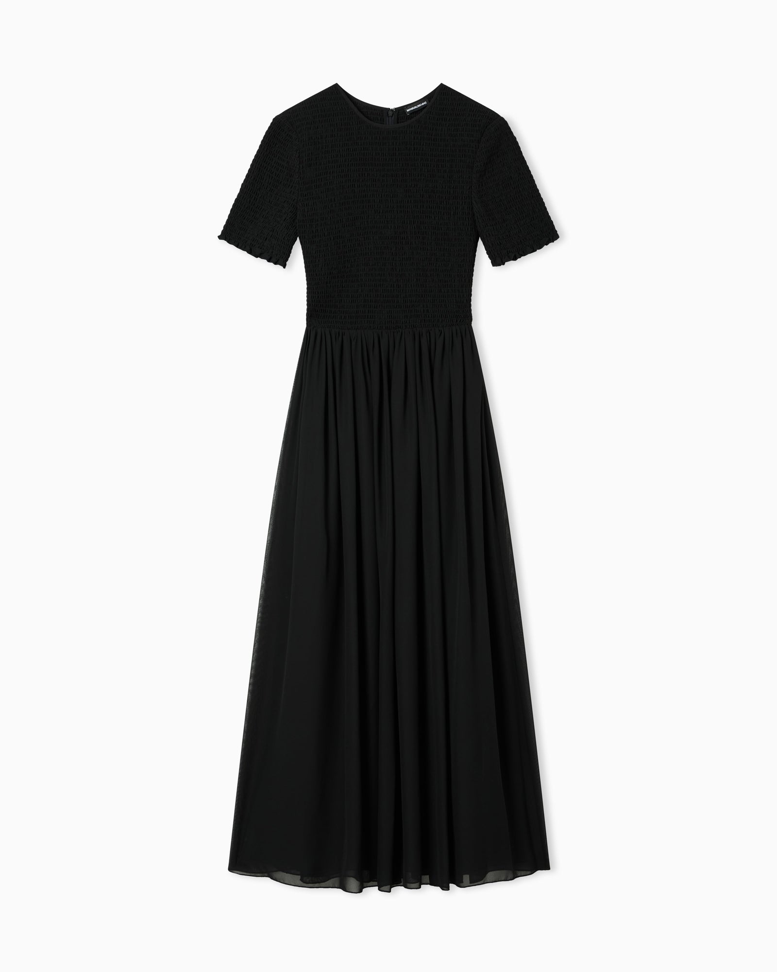 Emporio Armani Short-sleeved long dress in technical georgette