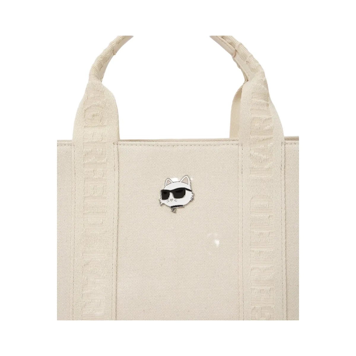 Karl Lagerfeld Ikon Choupette Pin Square Tote Bag Off White