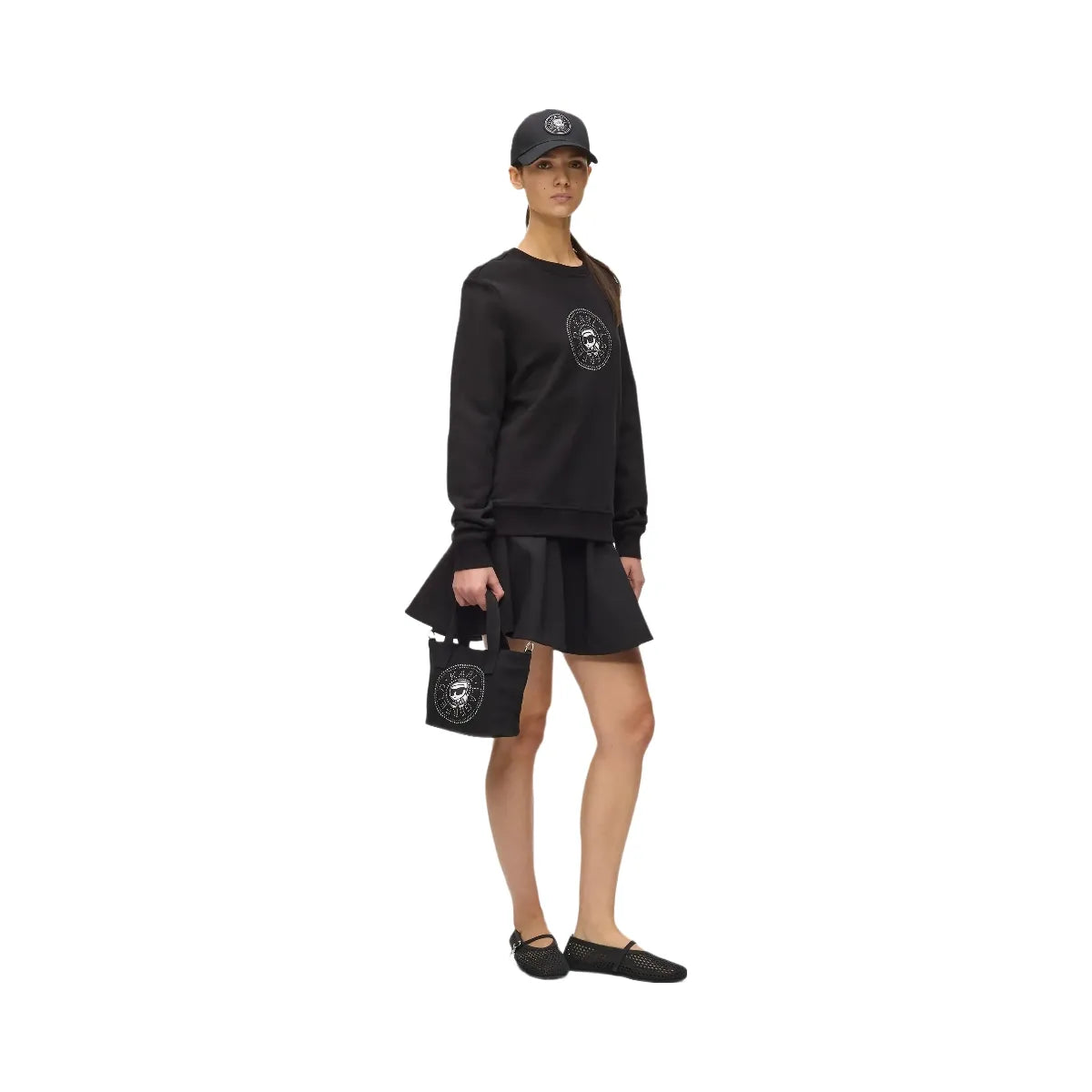 Karl Lagerfeld Ikon Circle Rhinestones Shopper Black