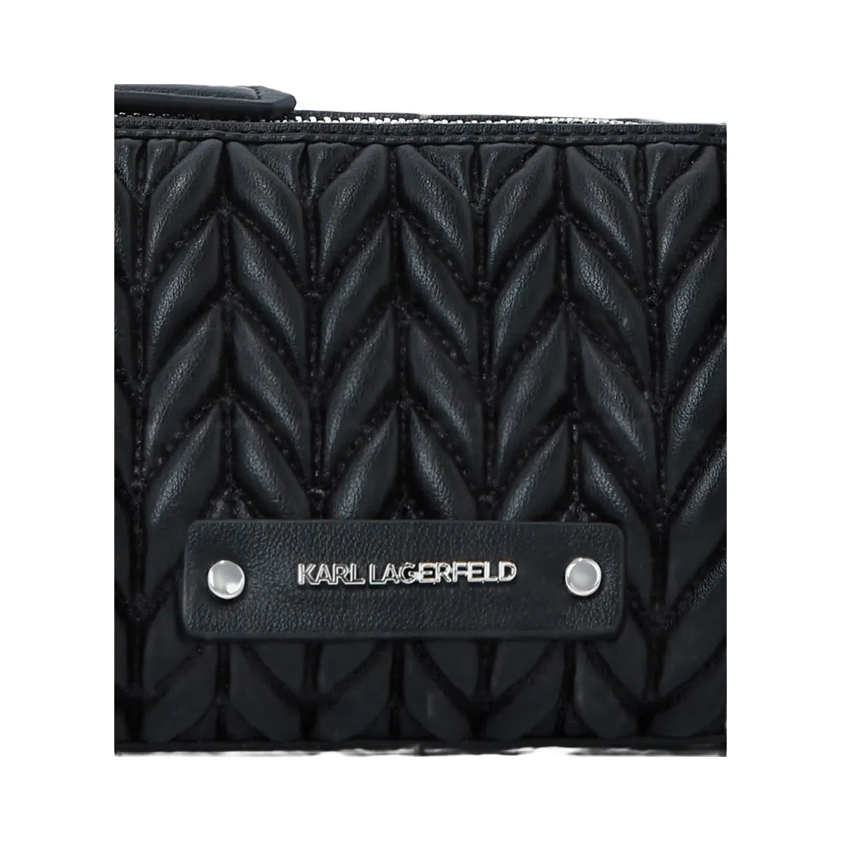 Karl Lagerfeld Weave Barrel Crossbody Bag Black Nickel