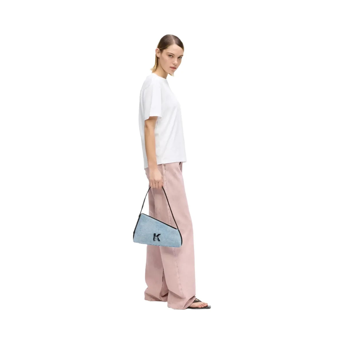 Karl Lagerfeld Geo Denim Shoulder Bag Acid Light Blue