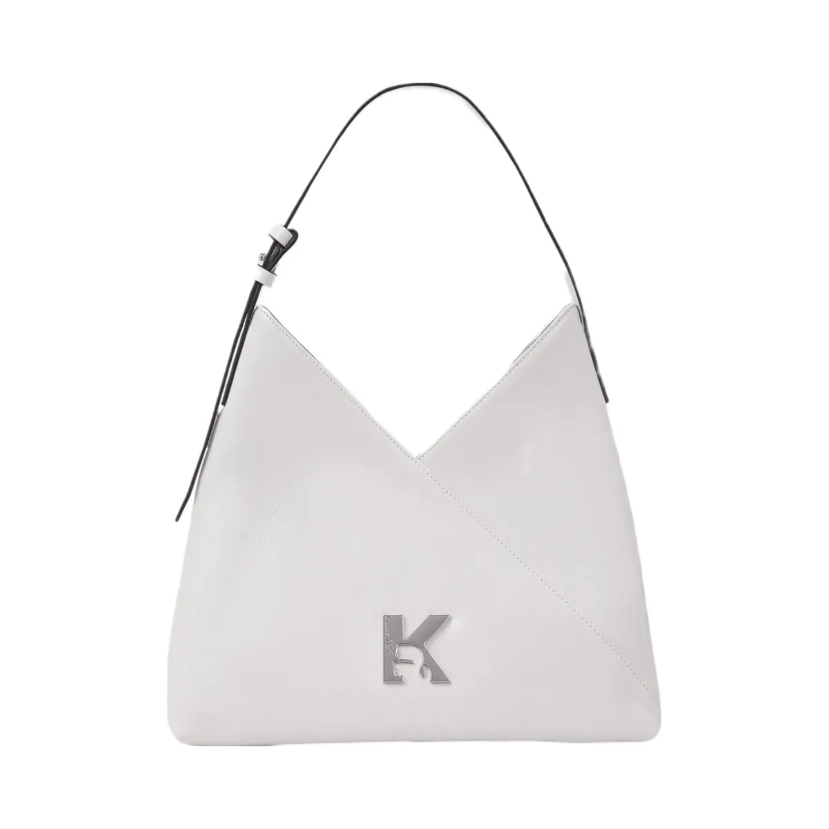 Karl Lagerfeld Geo High-Shine Tote Bag Off White