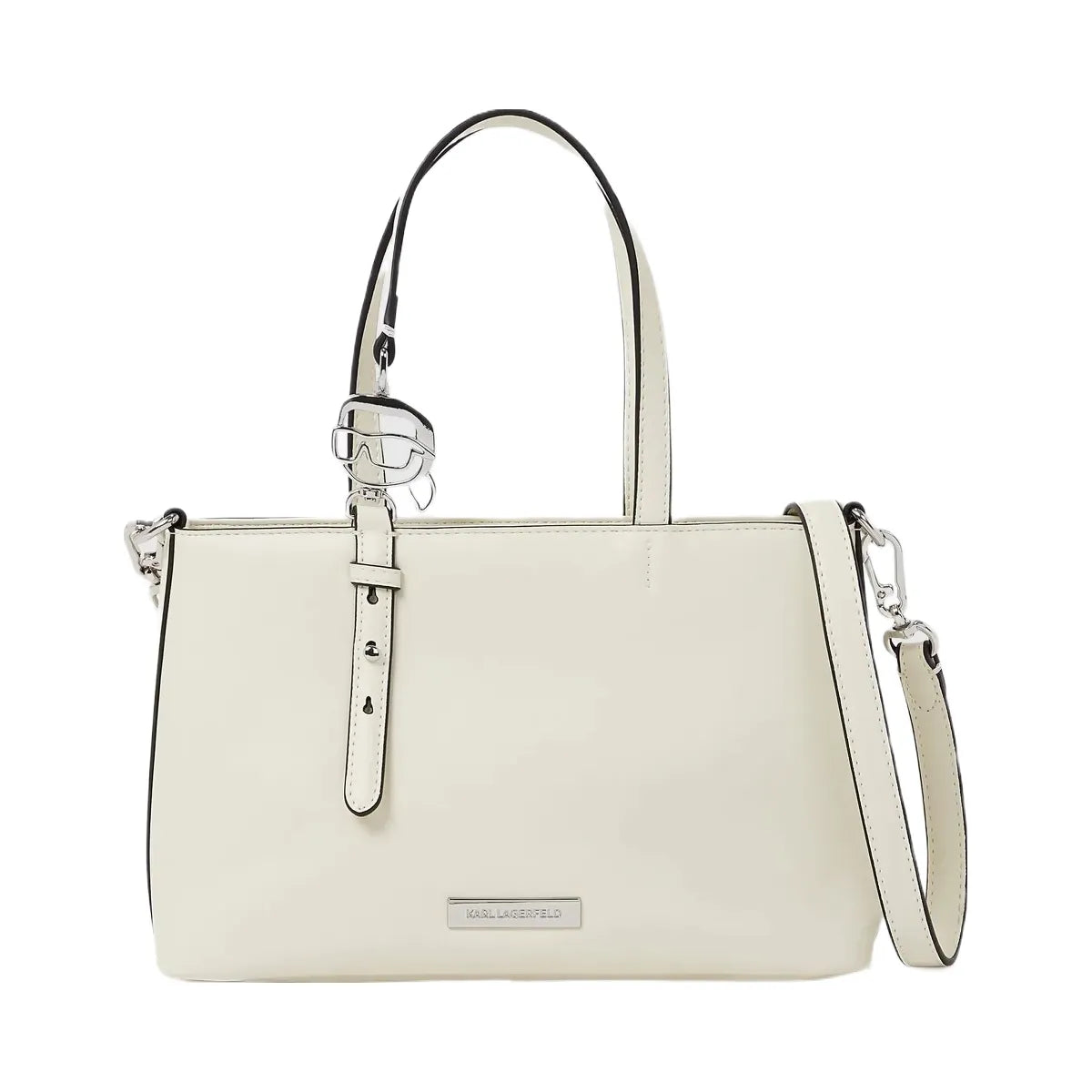 Karl Lagerfeld Ikon Smooth Small Tote Bag Off White