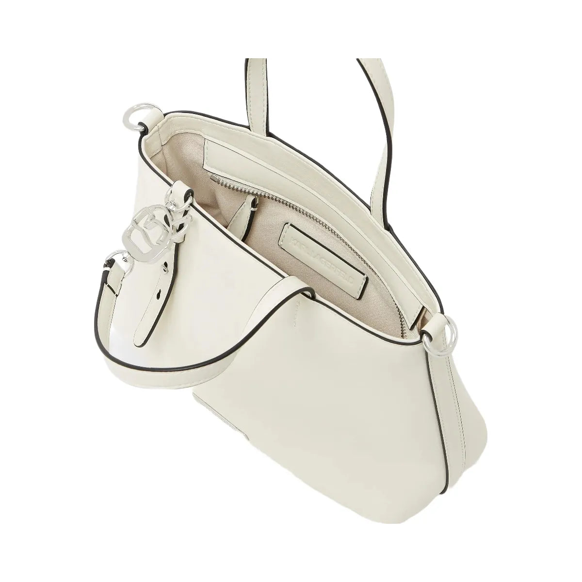 Karl Lagerfeld Ikon Smooth Small Tote Bag Off White