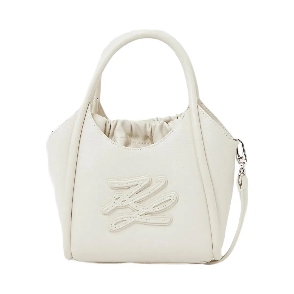 Karl Lagerfeld Autograph Patch Mini Tote Bag Off White