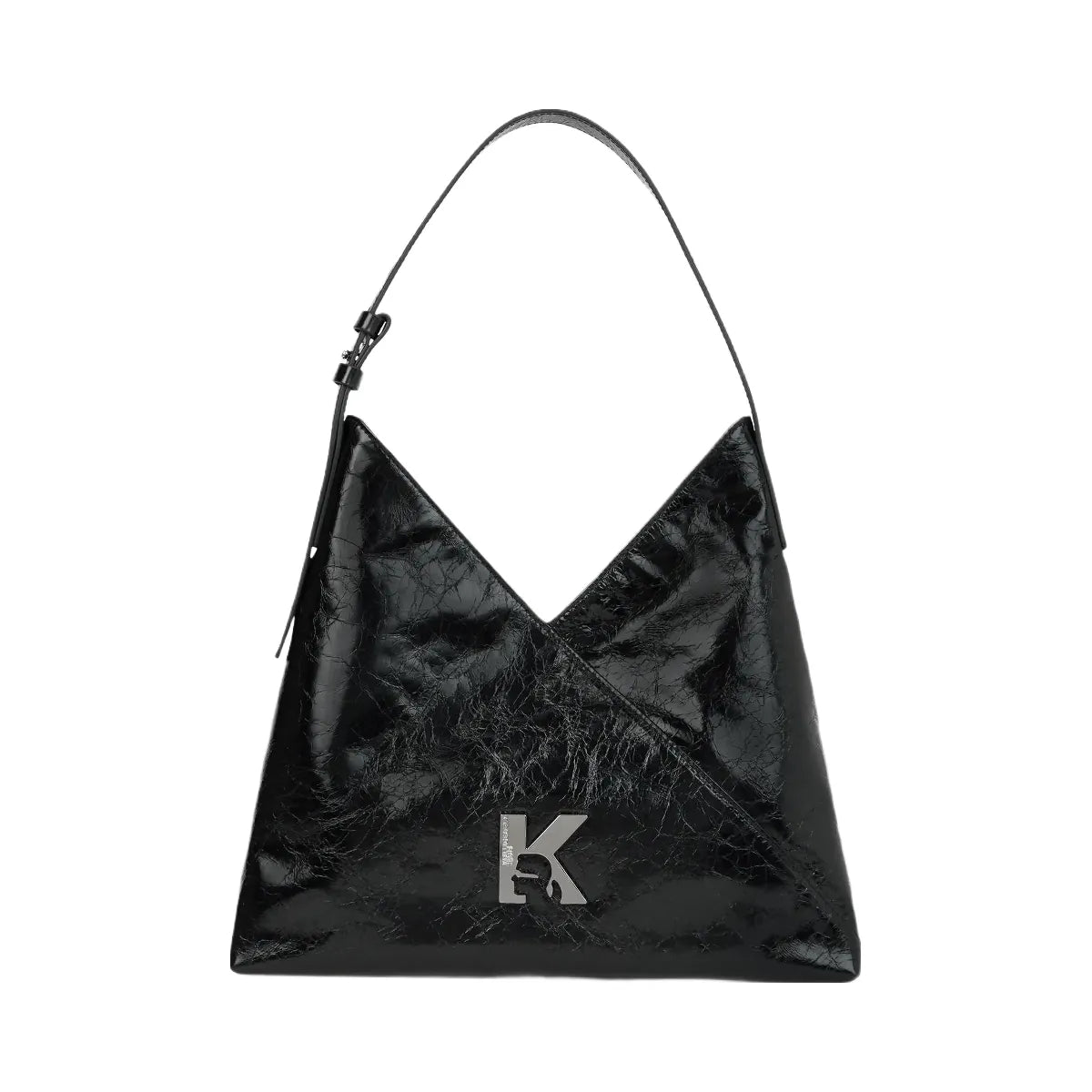 Karl Lagerfeld Geo High-Shine Tote Bag Black
