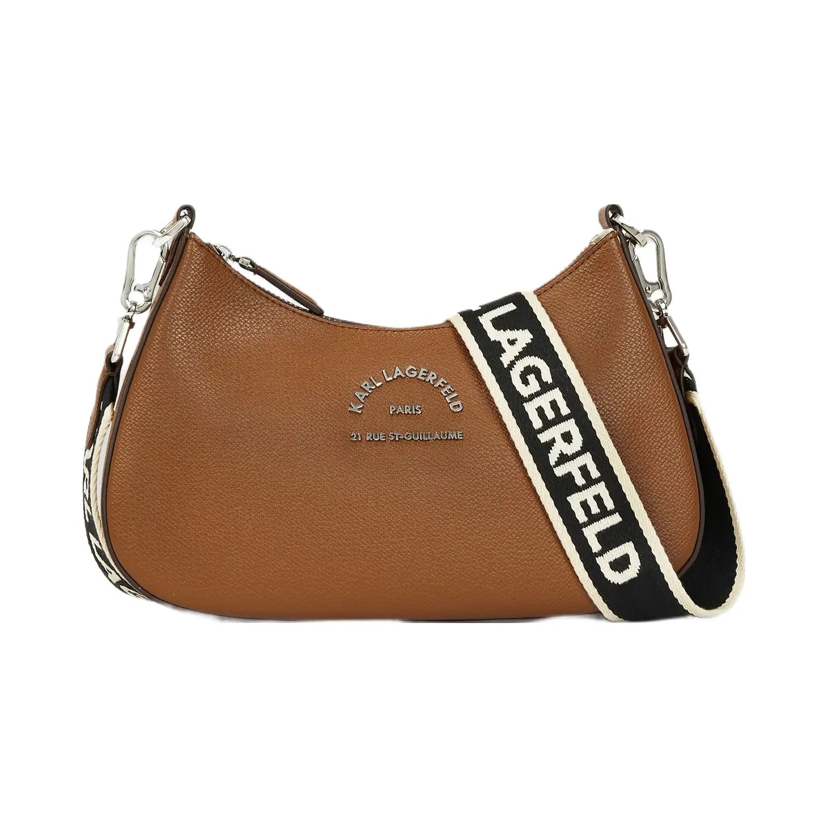Karl Lagerfeld Rue St-Guillaume Metal Shoulder Bag Dark Tan