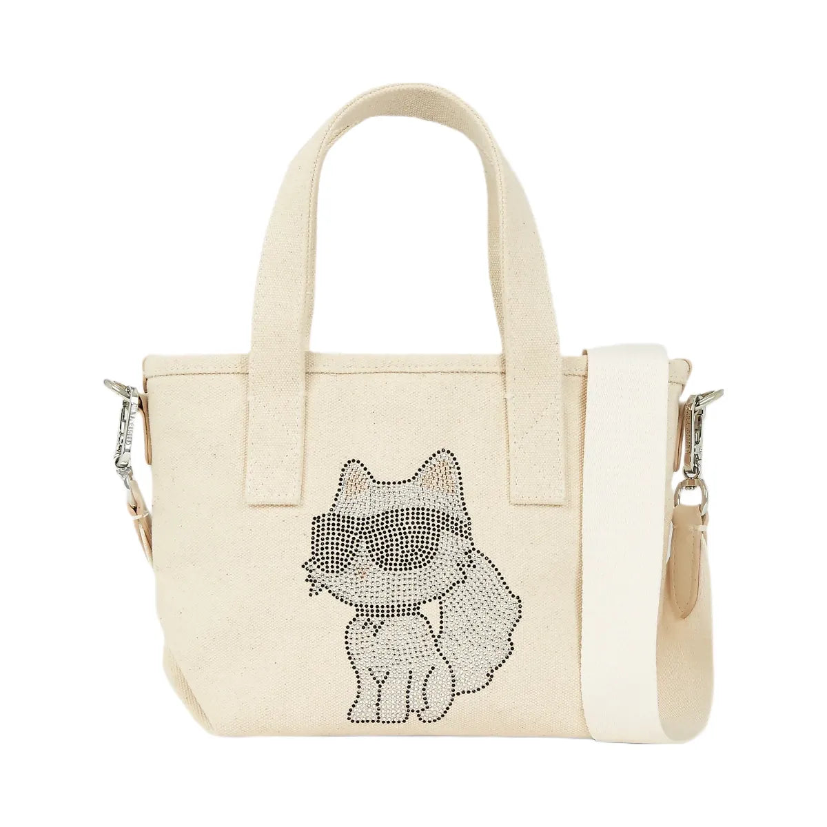Karl Lagerfeld Ikon Choupette Rhinestone Small Shopper Natural