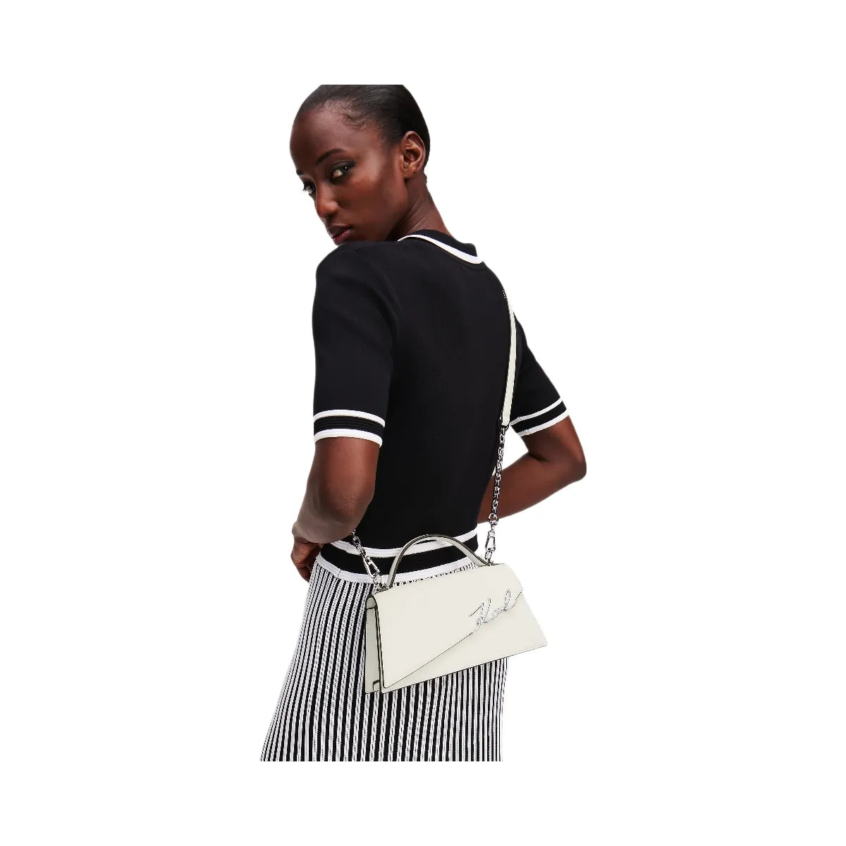 Karl Lagerfeld Signature Slim Crossbody Bag Off White