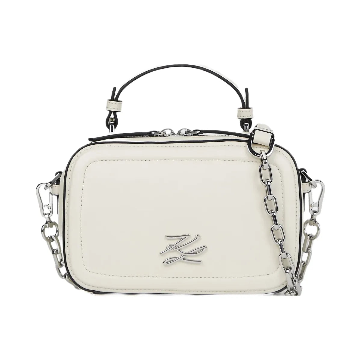 Karl Lagerfeld Autograph Chain Top Handle Bag Off White