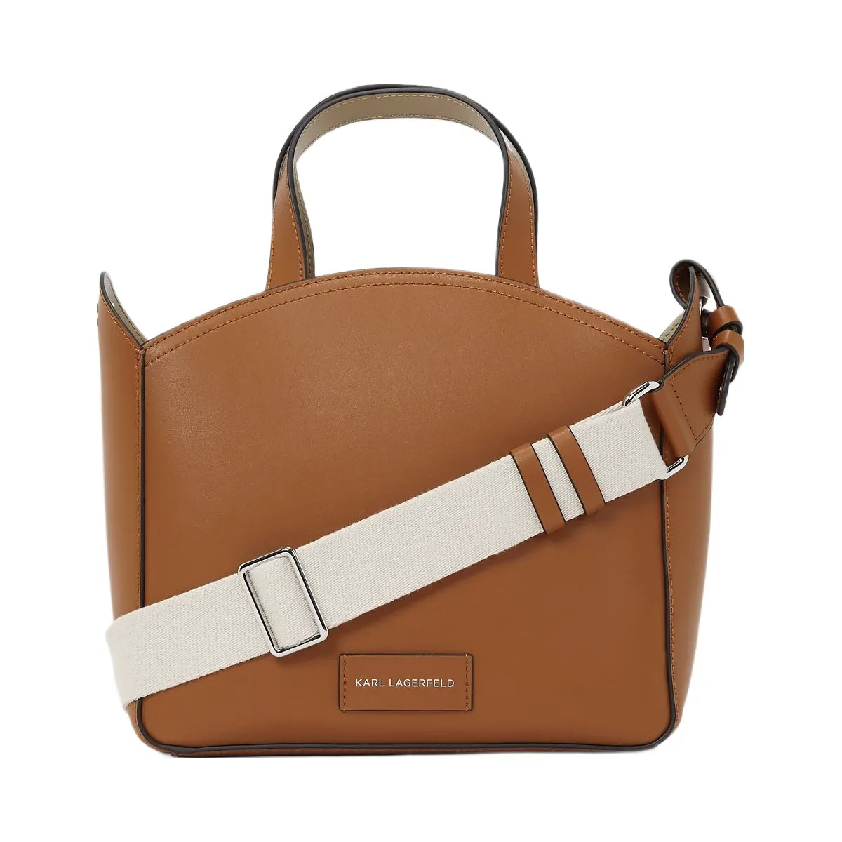 Karl Lagerfeld Circle Perforated Small Tote Bag Dark Tan